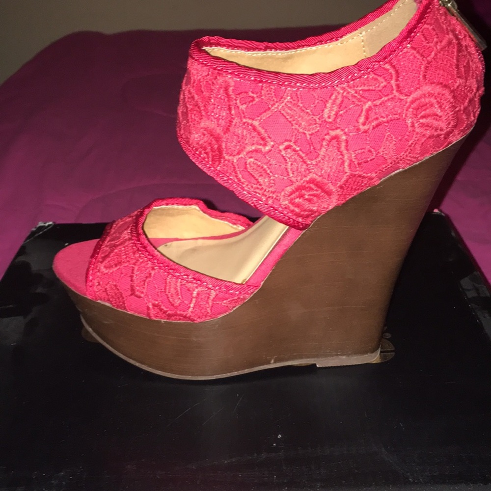 Size 6 red lace wedges from Charlotte Russe